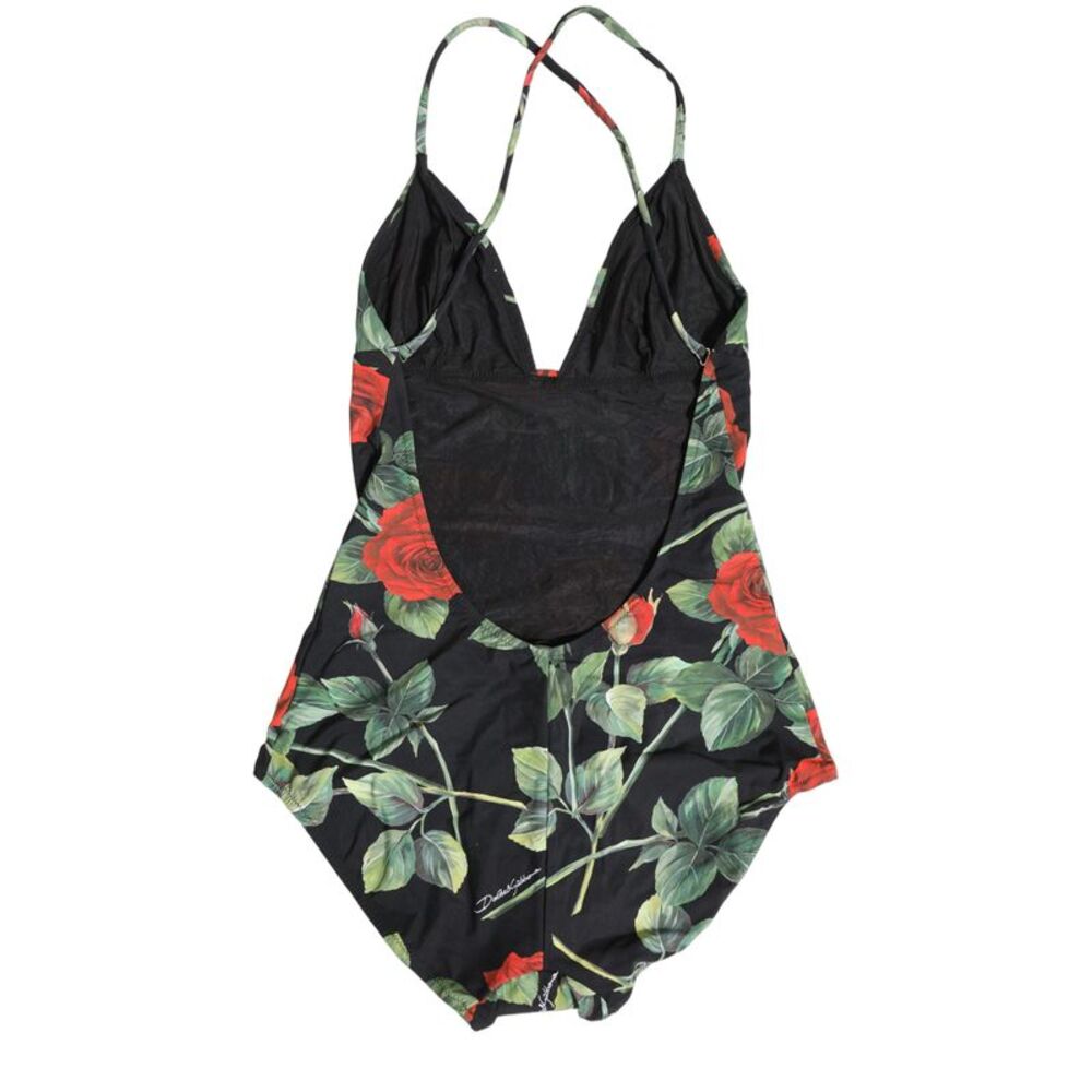 Dolce & Gabbana Black Floral Print One Piece Swimsuit Women's Swimwear - Picture 3 of 5